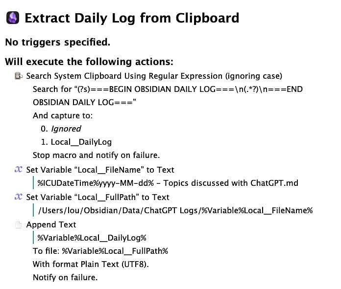 Keyboard Maestro Macro used to Create Note